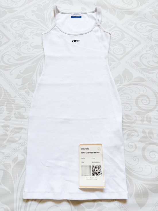 Off-White Dresses & Skirts - Off-White White Tank Dress with Small Black Logo